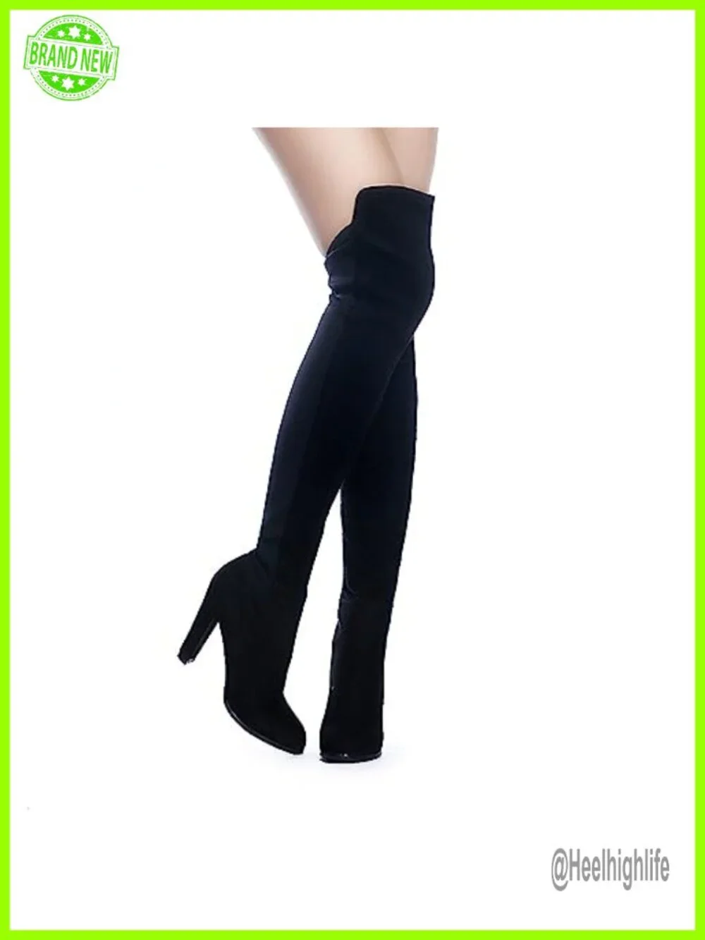 Faux Suede Chunky Heel Over the Knee Thigh High Boots